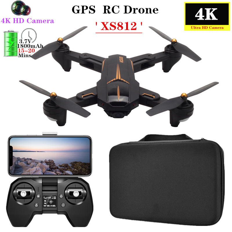신제품 드론 VISUO XS812 GPS 4K HD 와이드 앵글 카메라 UAV 고도 고정 접이식 쿼드콥터 어린이용, 장난감 선물